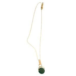 J. Crew Gold Necklace with Green/Peach Pendant 27”